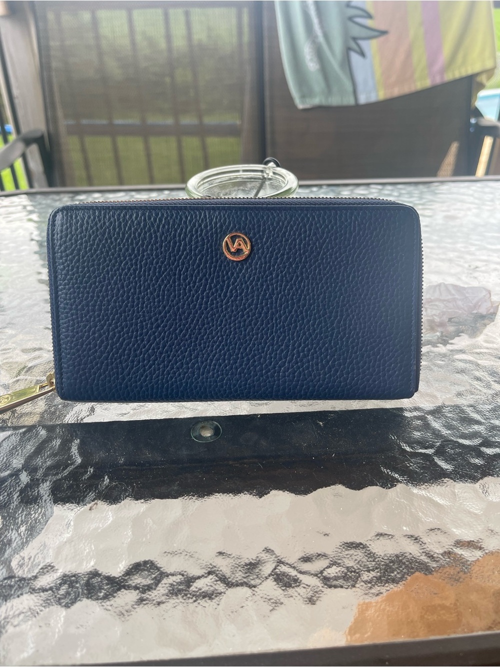 Navy leather Valentina wallet
